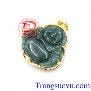 Mặt dây phật di lặc bọc vàng Jadeite tinh tế,mặt dây chuyền đẹp, mặt di lặc bọc vàng 14k tinh tế, mặt ngọc cẩm thạch thiên nhiên chuẩn chất lượng.