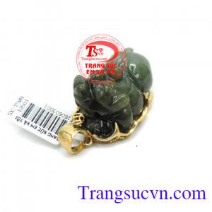 Mặt dây tỳ hưu bọc vàng ngọc cẩm thạch đẹp.