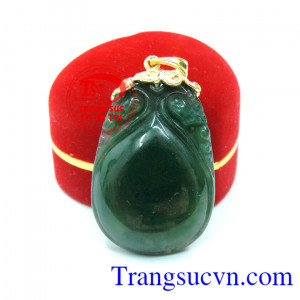 Mặt dây ngọc cẩm thạch bọc vàng hình bình bảo hành 12 tháng.