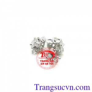 Hoa tai vàng trắng 18k đính kim cương đảm bảo chất lượng Italy, hoa tai vàng trắng 18k,hoa tai đẹp, hoa tai vàng tây kim cương nhân tạo, bền đẹp,sáng.