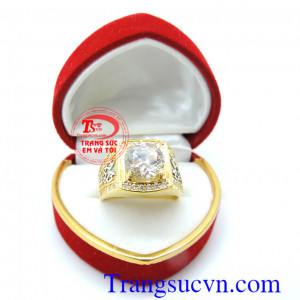 Nhẫn nam vàng kim sáng đẹp với thiết kế và chế tác đảm bảo chất lượng, nhẫn nam vàng tây kim cương nhân tạo, kim chủ to,giao nhẫn toàn quốc