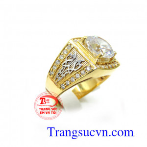 Nhẫn nam vàng kim sáng đẹp với thiết kế và chế tác đảm bảo chất lượng, nhẫn nam vàng tây kim cương nhân tạo, kim chủ to,giao nhẫn toàn quốc
