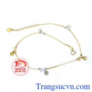 Lắc chân vàng 14k tuyệt đẹp. thiết kế sang trọng tinh tế mang lại vể đẹp mềm mại cho các bạn nữ. Phù hợp làm quà trong những dịp kỷ niệm ý nghĩa.