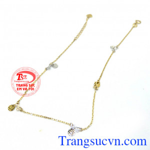 Lắc chân vàng 14k tuyệt đẹp. thiết kế sang trọng tinh tế mang lại vể đẹp mềm mại cho các bạn nữ. Phù hợp làm quà trong những dịp kỷ niệm ý nghĩa.