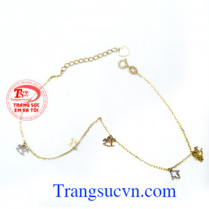  Lắc đeo chân cho người tuổi ngọ, đem lại may mắn tiền tài phú quý cho người đeo. Vẻ đẹp tinh tế, trang nhã, duyên dáng. Lác chân vàng nữ.