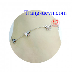 Lắc chân hình bướm vàng trắng. Thiết kế đơn giản từ vàng trắng hình bướm mềm mại, dịu dàng. Lắc chân vàng tây.