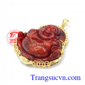 Mặt dây chuyền nam ngọc đỏ bọc vàng