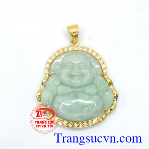 Mặt dây ngọc cẩm thạch bọc vàng đẹp.