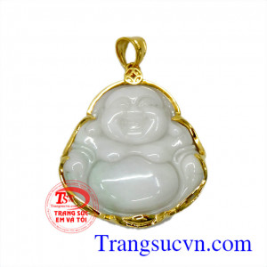 Mặt Mặt phật Di lặc ngọc cẩm thạch đẹp bọc vàng tinh tế,mặt dây chuyền đẹp, mặt di lặc bọc vàng 14k tinh tế, mặt ngọc cẩm thạch thiên nhiên chuẩn chất lượng, đeo phong thủy.