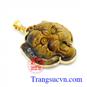 Mặt dây mắt hổ bọc vàng 14k