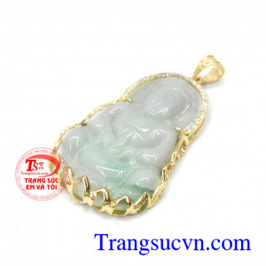 Quan âm ngọc cẩm thạch bọc vàng, mặt  dây ngọc cẩm thạch quan âm thiên nhiên bọc vàng tây 14k, sản phẩm giá hợp lý chất lượng tốt, kiểu dáng hiện đại.