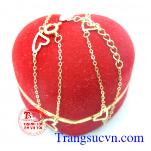 Lắc chân nữ vàng 18k trái tim