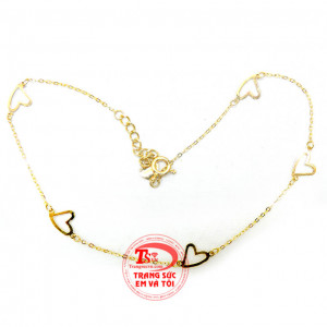 Lắc chân nữ vàng 18k trái tim