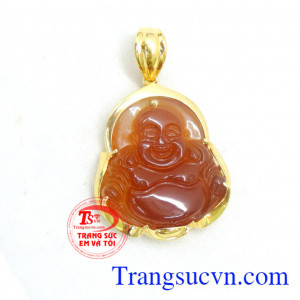 Mặt dây nam mã não bọc vàng tây 10k mệnh hỏa và thổ dành cho nam đeo cổ hợp với dây chuyền vàng,