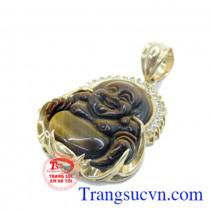 Mặt phật di lặc bọc vàng 10k đá mắt hổ nam sang trọng,hợp thời trang đẳng cấp, sản phẩm nam tính hợp phong thủy. 