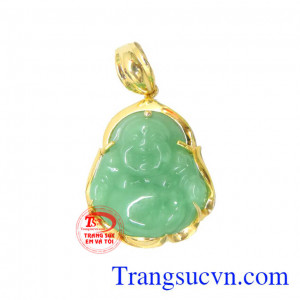 Mặt dây nam phật di lặc ngọc bọc vàng may mắn, tài lộc.