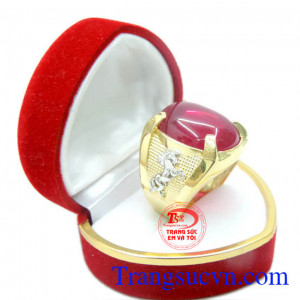 Nhẫn nam đá đỏ mệnh Hỏa, nhẫn nam giá rẻ, nhẫn nam vàng 10k, thích hợp với người mệnh Hỏa, Thổ, mang lại may mắn, tài lộc