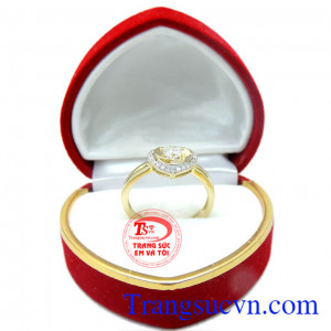 Nhẫn nữ vàng tây gắn đá đẹp chế tác tinh tế mang đến những đường nét sáng bóng bền đẹp
