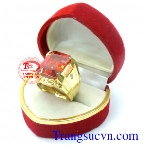 Nhẫn vàng tây đá đỏ