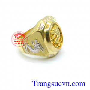 Nhẫn nam rồng trắng vàng