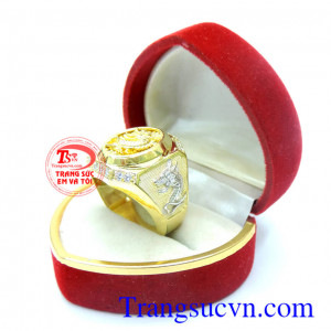 Nhẫn nam rồng trắng vàng