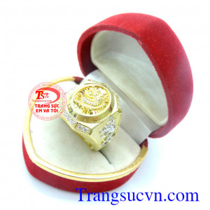 Nhẫn nam rồng trắng vàng