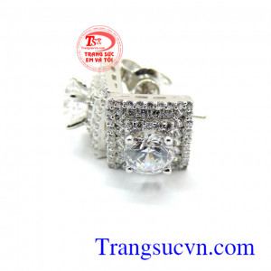 Hoa tai vàng tây đá quý kim cương, hoa tai nữ vàng trắng 18k uy tín, sự lựa chọn hàng đầu của phái nữ.