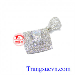 Mặt dây vàng trắng + kim cương