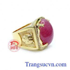 Nhẫn nam ruby to vàng 14k