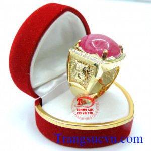 Nhẫn nam ruby to vàng 14k