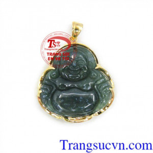 Mặt dây phật di lặc bọc vàng Jadeite