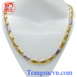 Dây 10k vàng mắt xích bè 2 màu, dây chuyền vàng tây 10k thiết kế độc đáo theo kiểu dáng Korea sang trọng, dây chuyền nam cam kết 100% về chất lượng sản phẩm, giao hàng toàn quốc kèm giấy bảo hành.