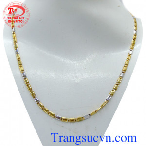 Dây vàng viên kẹo ngọt ngào, dây chuyền vàng tây 10k thiết kế hình mắt xích viên kẹo nối vào nhau xen kẽ mắt trắng mắt vàng không chỉ thể hiện sự ngọt ngào trong trái tim mà còn thể hiện là một người tinh tế, sâu sắc, nhiều cảm xúc