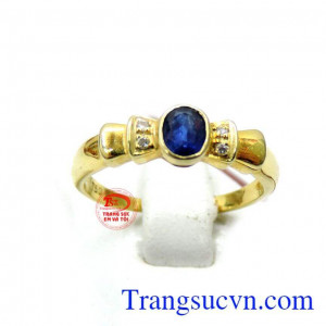 Nhẫn nữ sapphire 18k lam nhỏ xinh