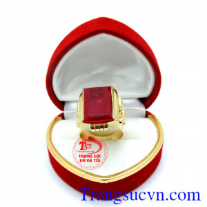 Nhẫn nam đá đỏ vàng