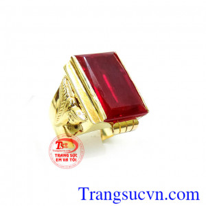 Nhẫn nam đá đỏ vàng