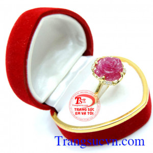 Nhẫn nữ vàng ruby hoa hồng ngọc