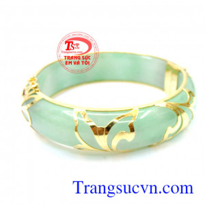 Vòng nạm vàng tây,vòng cẩn vàng sang trọng và sáng bóng. Vòng cẩm thạch dát vàng