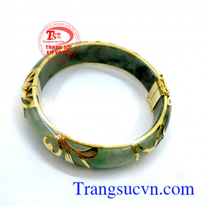 Ngọc myanma bọc vàng vòng tay