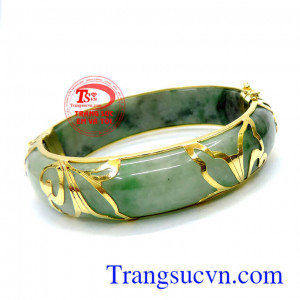 Ngọc myanma bọc vàng vòng tay