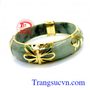 Ngọc myanma bọc vàng vòng tay
