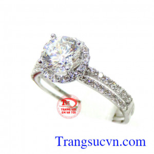 Nhẫn nữ vàng trắng 18k Italya