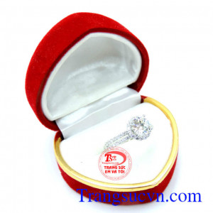 Nhẫn nữ vàng trắng 18k Italya