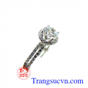 Nhẫn nữ vàng trắng 18k Italya
