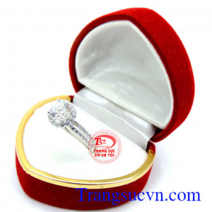 Nhẫn nữ vàng trắng 18k Italya