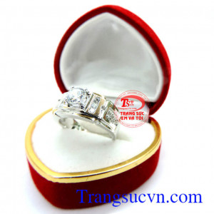 Nhẫn nam vàng trắng Italya 18k