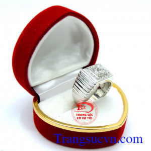 Nhẫn nam 18k vàng trắng chất lượng đảm bảo, nhẫn vàng trắng cho nam