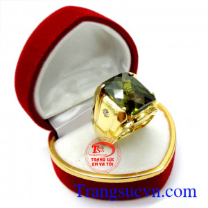 Nhẫn nam vàng tây đá xanh