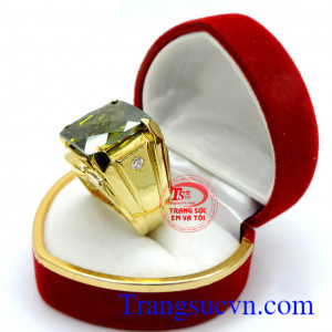 Nhẫn nam vàng tây đá xanh