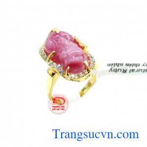 Nhẫn nữ tỳ hưu ruby thiên nhiên. Nhẫn nữ tỳ hưu hồng ngọc